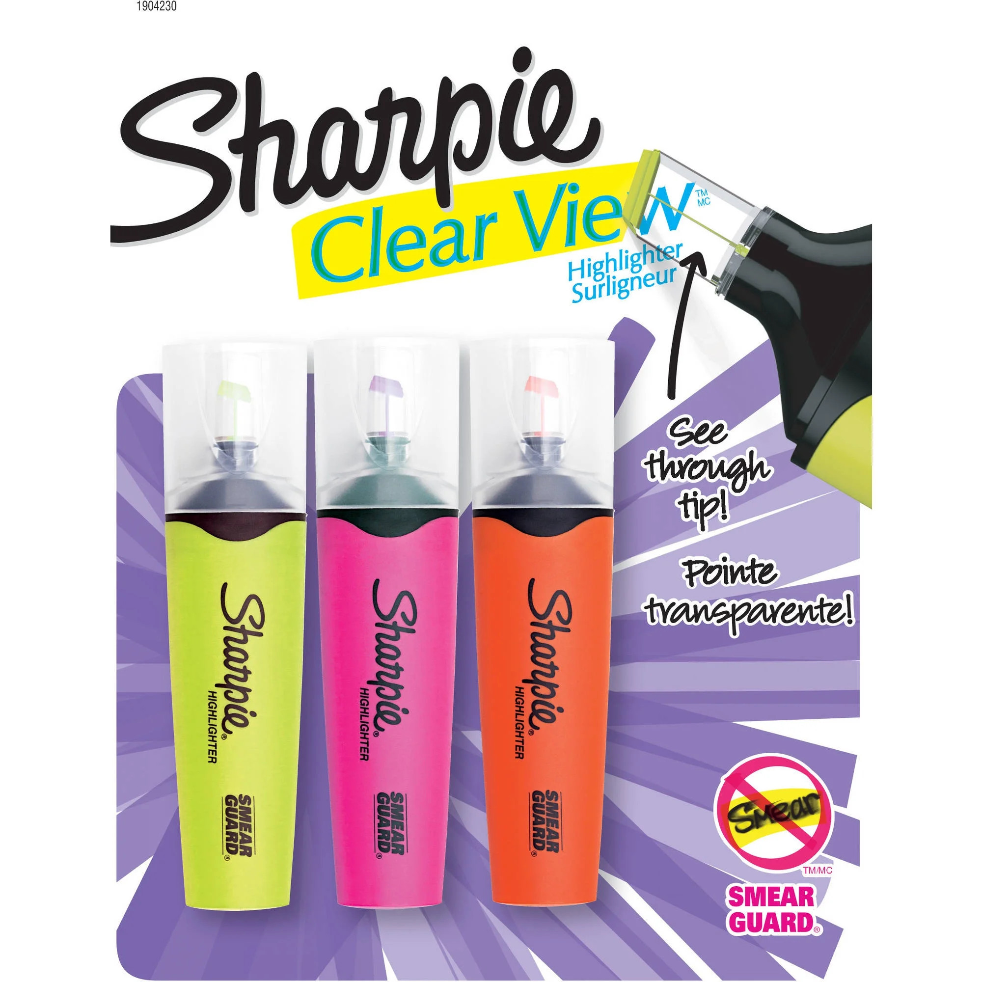 Sharpie Clear View Highlighters, 3-Pack, Yellow, Pink and Orange - Walmart.com | Walmart (US)