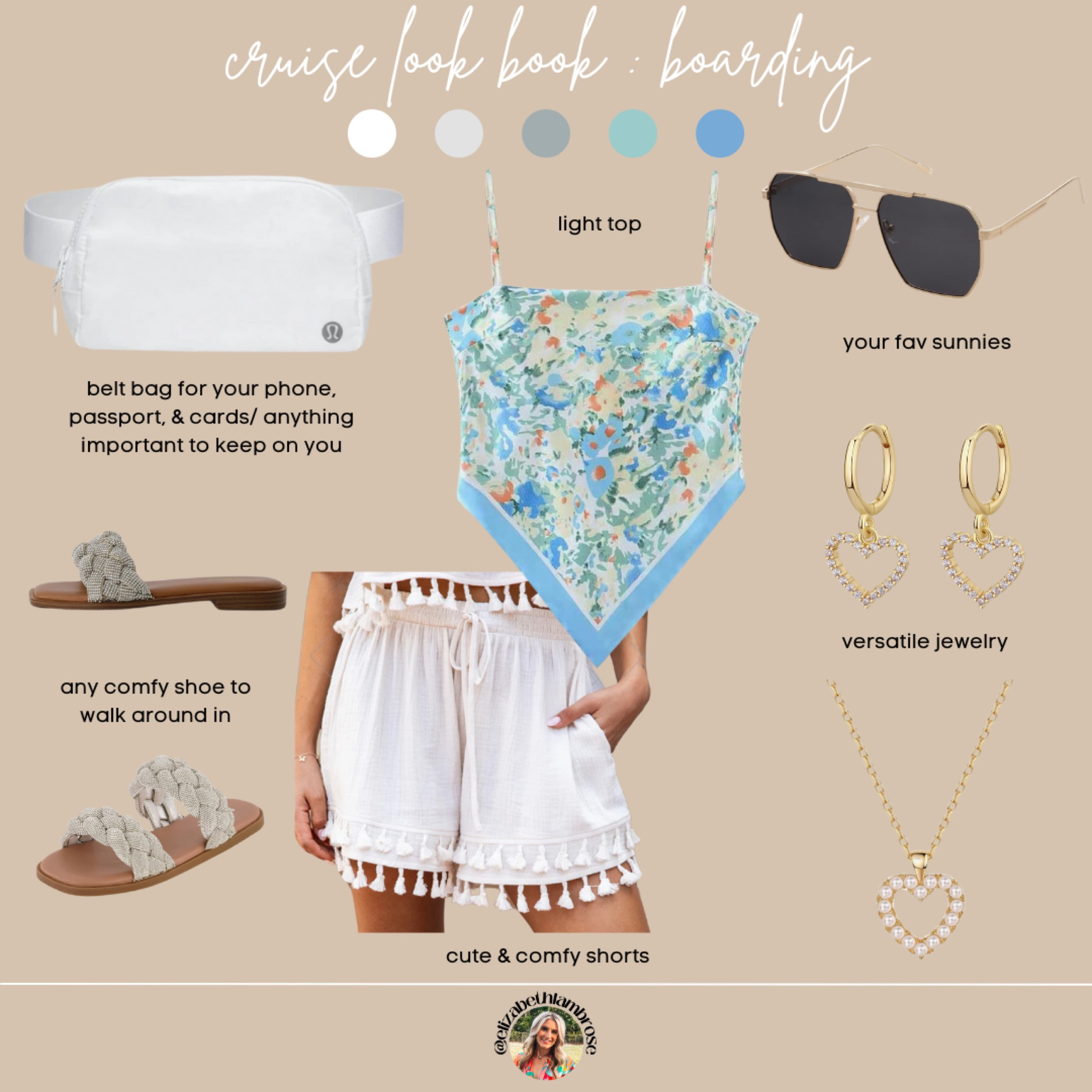 CRUISE LOOKS
loving this boarding look, so cute and comfy!! 
top, sunnies, and jewelry is amazon 
shorts are pink lily


cruise / boarding / coastal / summer / spring top / tank / blue / tropical / beach / island / amazon/ pink lily 

#LTKstyletip #LTKbeauty #LTKSeasonal