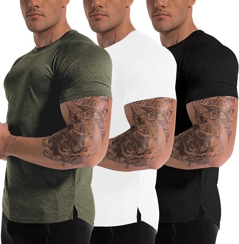 Men's 3pack Dry Fit Workout Gym Short Sleeve T Shirt Moisture Wicking Active Athletic Performance... | Amazon (US)