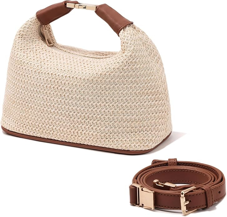 Straw Shoulder Crossbody Bag Small Tote Purse Top Handle Clutch for Summer Beach Travel | Amazon (US)