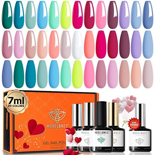 Modelones 24Pcs Gel Nail Polish Kit 7ML, with Glossy&Matte Top Coat and Base Coat, Pastel Spring ... | Amazon (US)