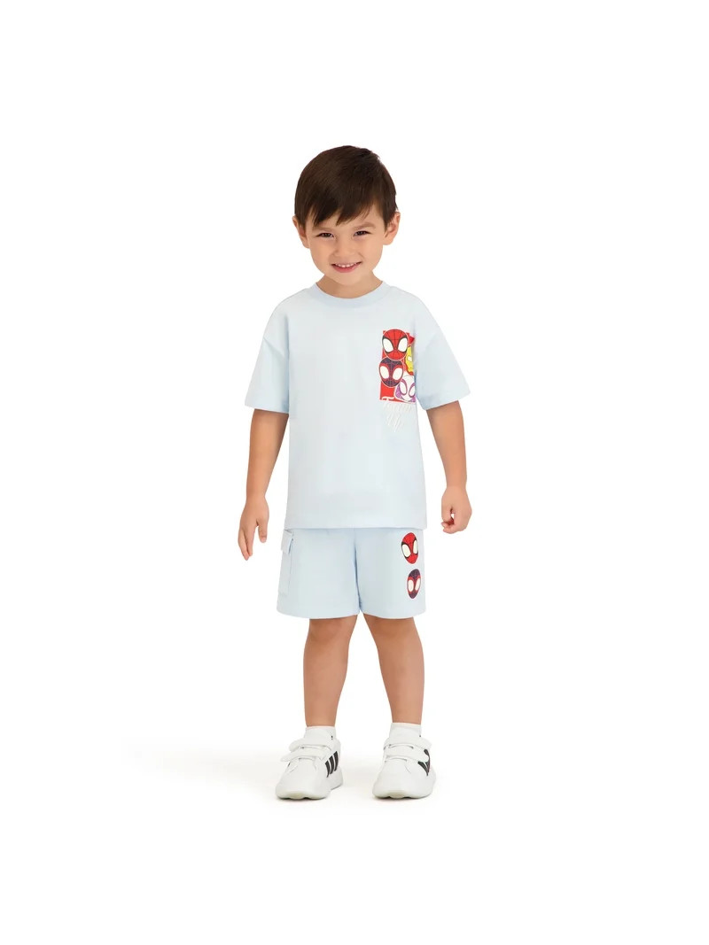 Spidey & Friends Toddler Boy French Terry Short Set, Sizes 12 Months-5T | Walmart (US)