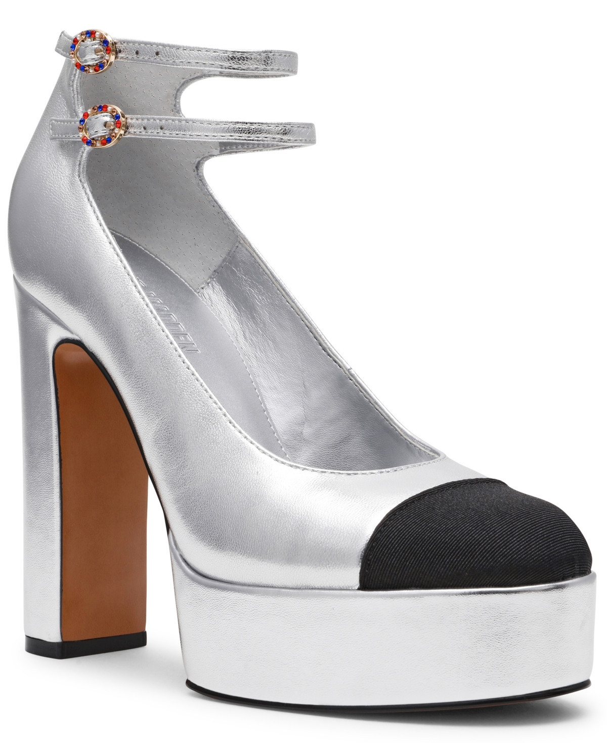 Steve Madden Women's Peyton Cap-Toe Platform Mary-Jane Pumps - Silver Metallic | Macy's