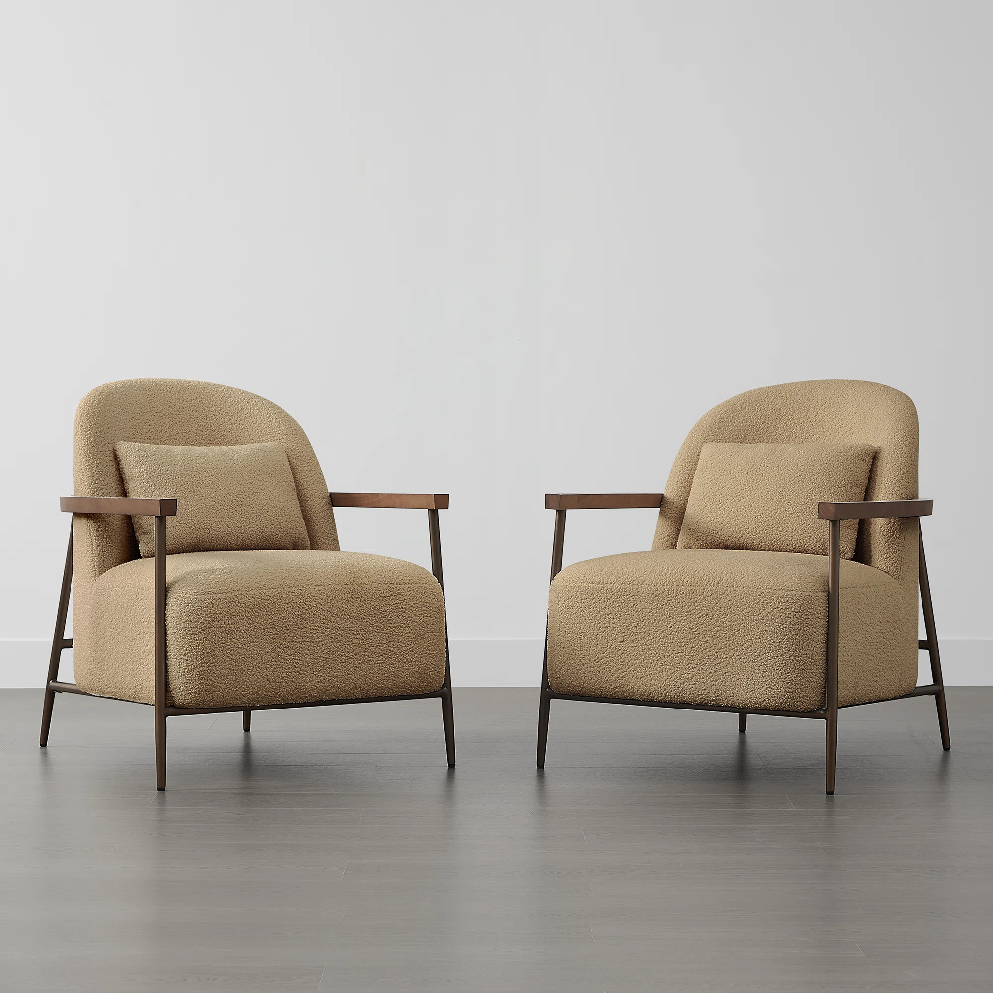 Mariona Faux Sherpa Upholstered Accent Chair with Lumbar Pillows  (Set of 2) | Wayfair North America