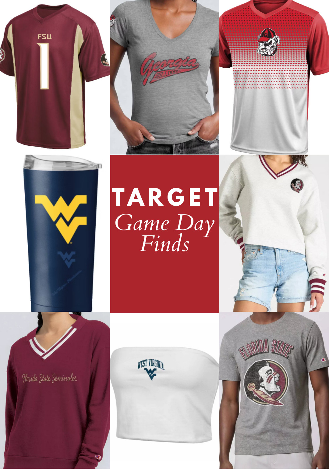 Get ready for football season with Target game day finds featuring Georgia Bulldogs, Florida State Seminoles, and West Virginia Mountaineers clothing and accessories. NCAA game day finds, Target football favorites, college football outfits, Florida State Seminoles, Georgia Bulldogs apparel, West Virginia Mountaineers, game day style, college football shirts, football fan gifts, NCAA fan gear 

 #LTKmomlife #LTKActive