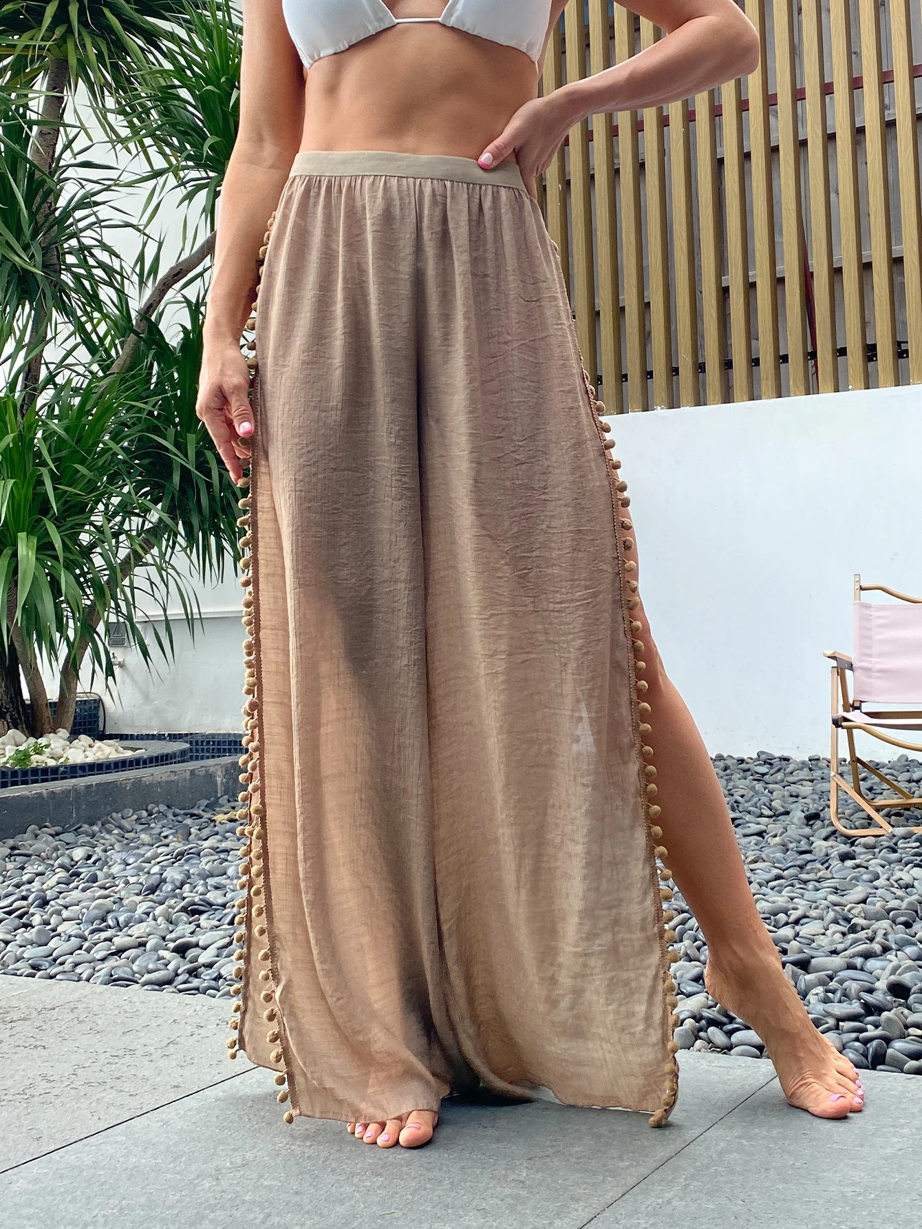 Pom-pom Detail Cover Up Pants
   SKU: sw2110084862641717      
          (1130 Reviews)
         ... | SHEIN