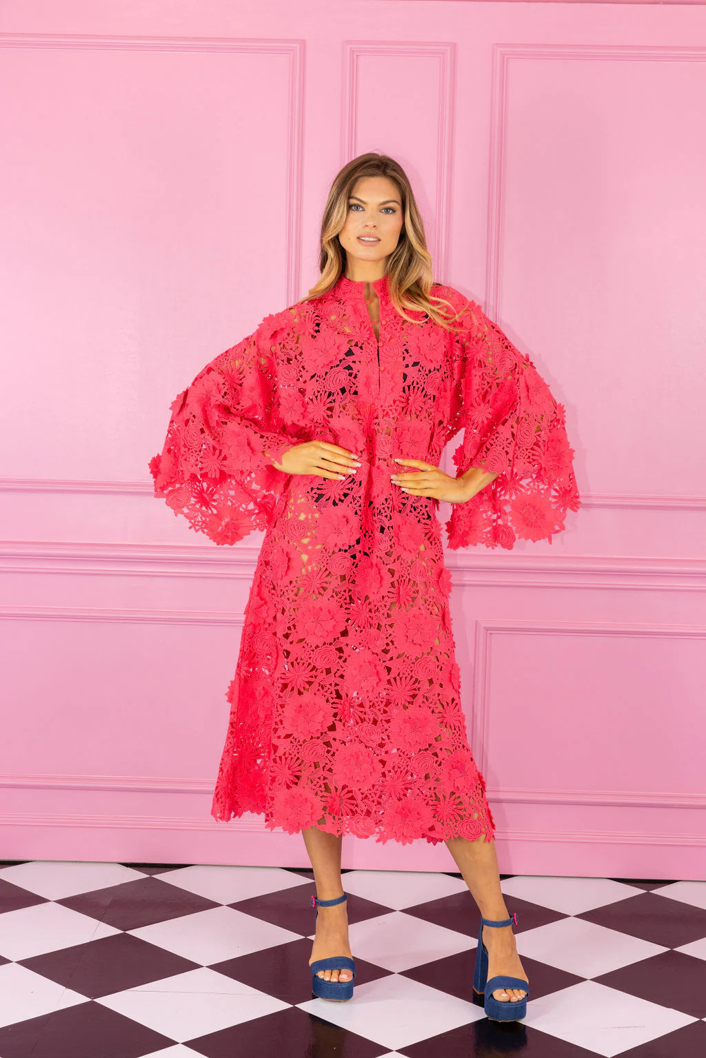 berry pop 3D lace maxi caftan | La Vie Style House