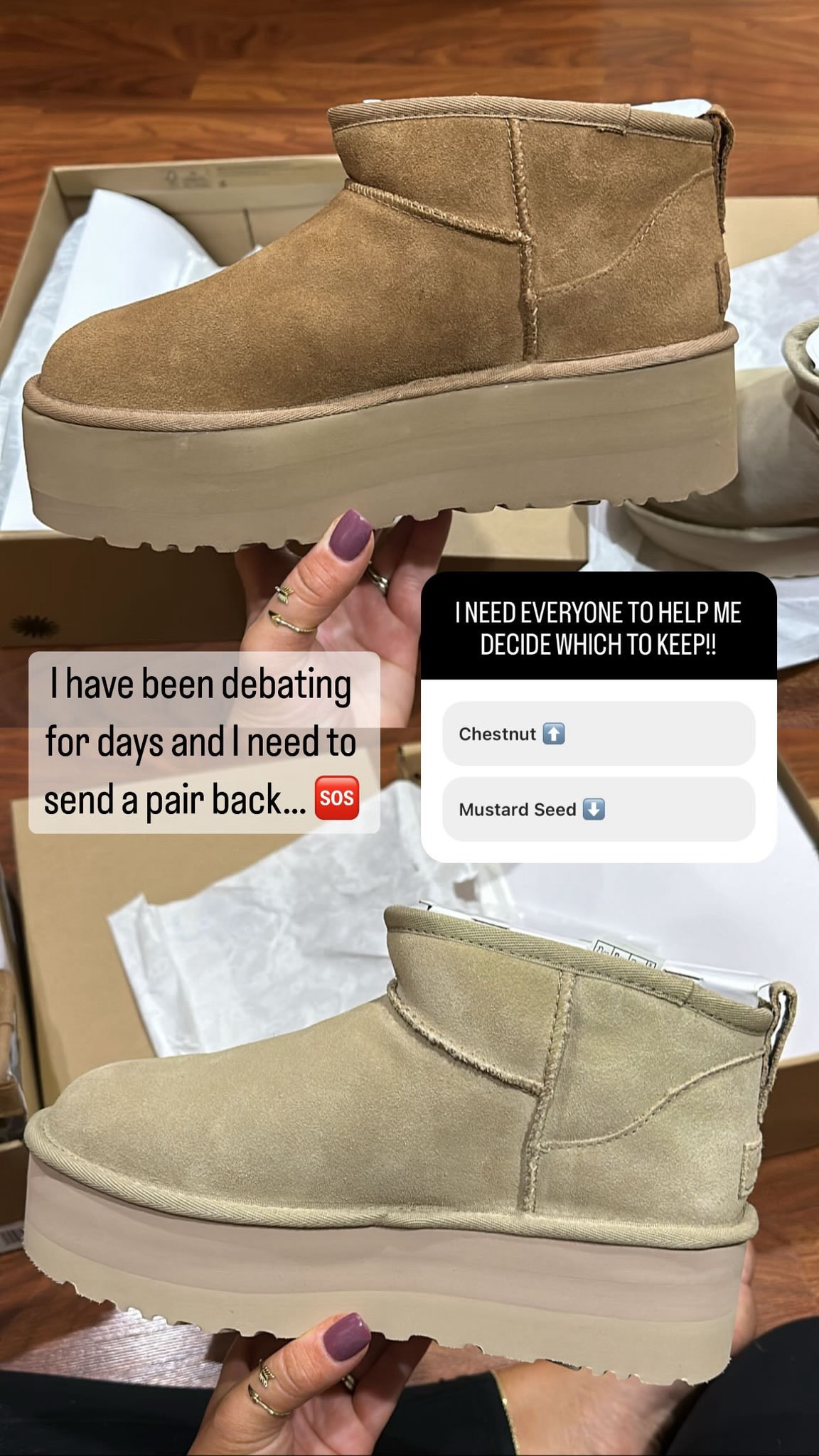 Which would you have kept? Chestnut or Mustard Seed? 

#LTKshoecrush #LTKSeasonal