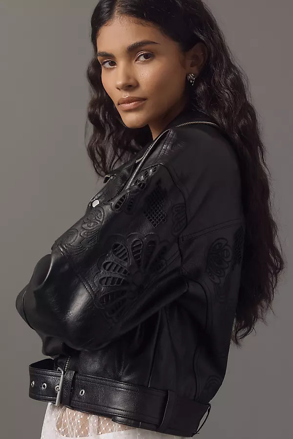 By Anthropologie Faux-Leather Eyelet Moto Jacket | Anthropologie (US)