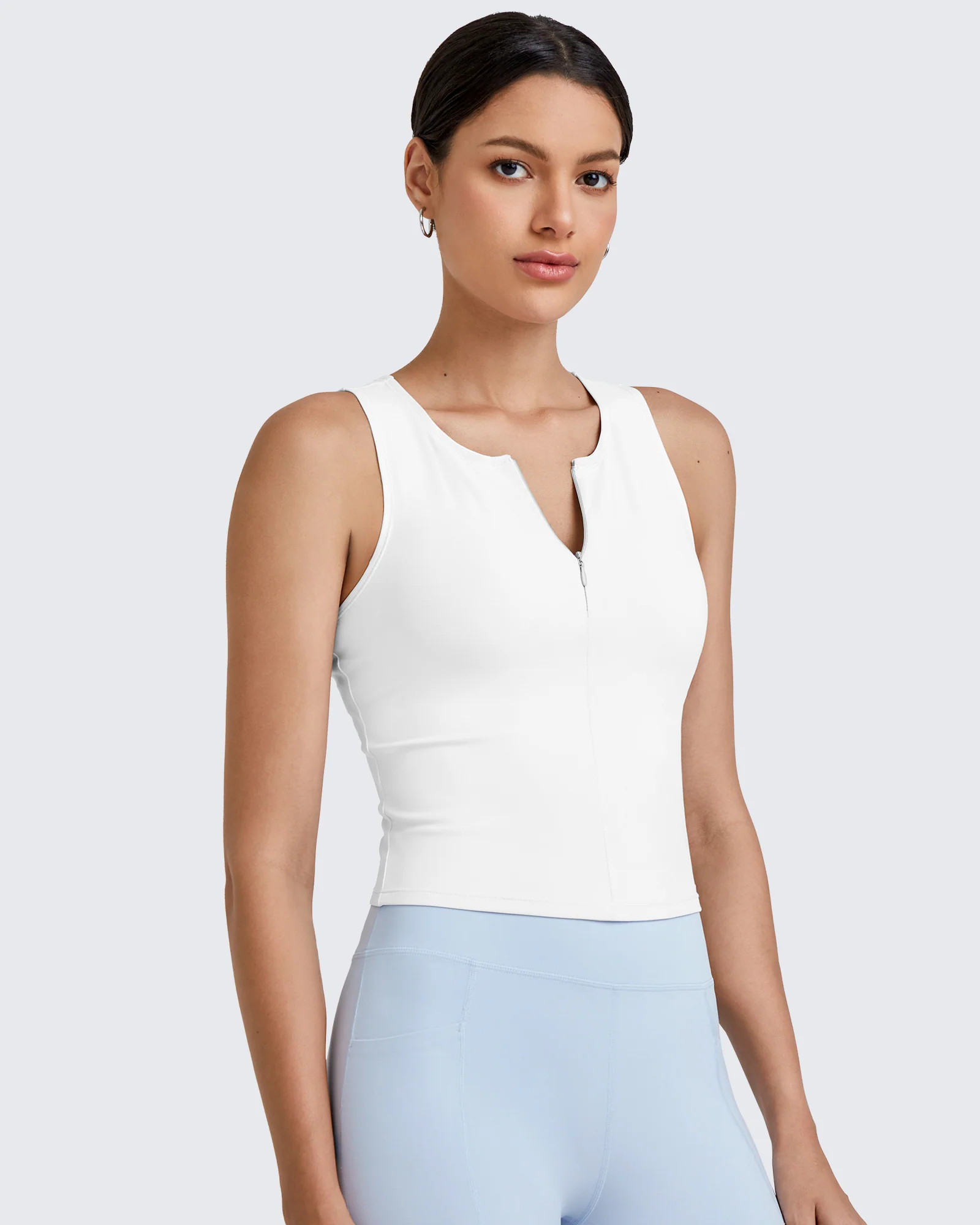 G4Free Women's BareFeel Cropped Half-Zip Gym & Tennis Tank Tops | g4free activewear