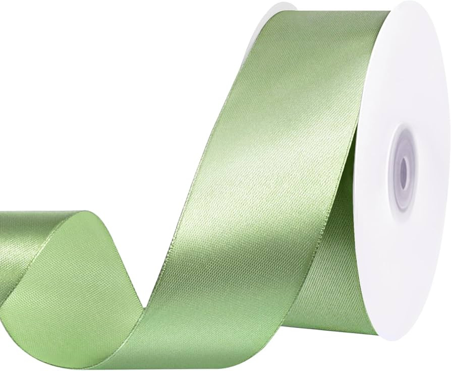Sage Green Satin Ribbon 60 Yards 1 1/2 Inch Light Green Ribbon Christmas Gifts for Flower Bouquet... | Amazon (US)