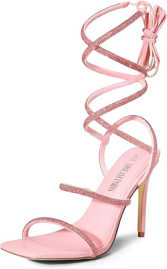 DREAM PAIRS High Heels Stilettos for Women - Strappy Gladiator Sexy Square Toe Open Toe Dressy Pu... | Amazon (US)