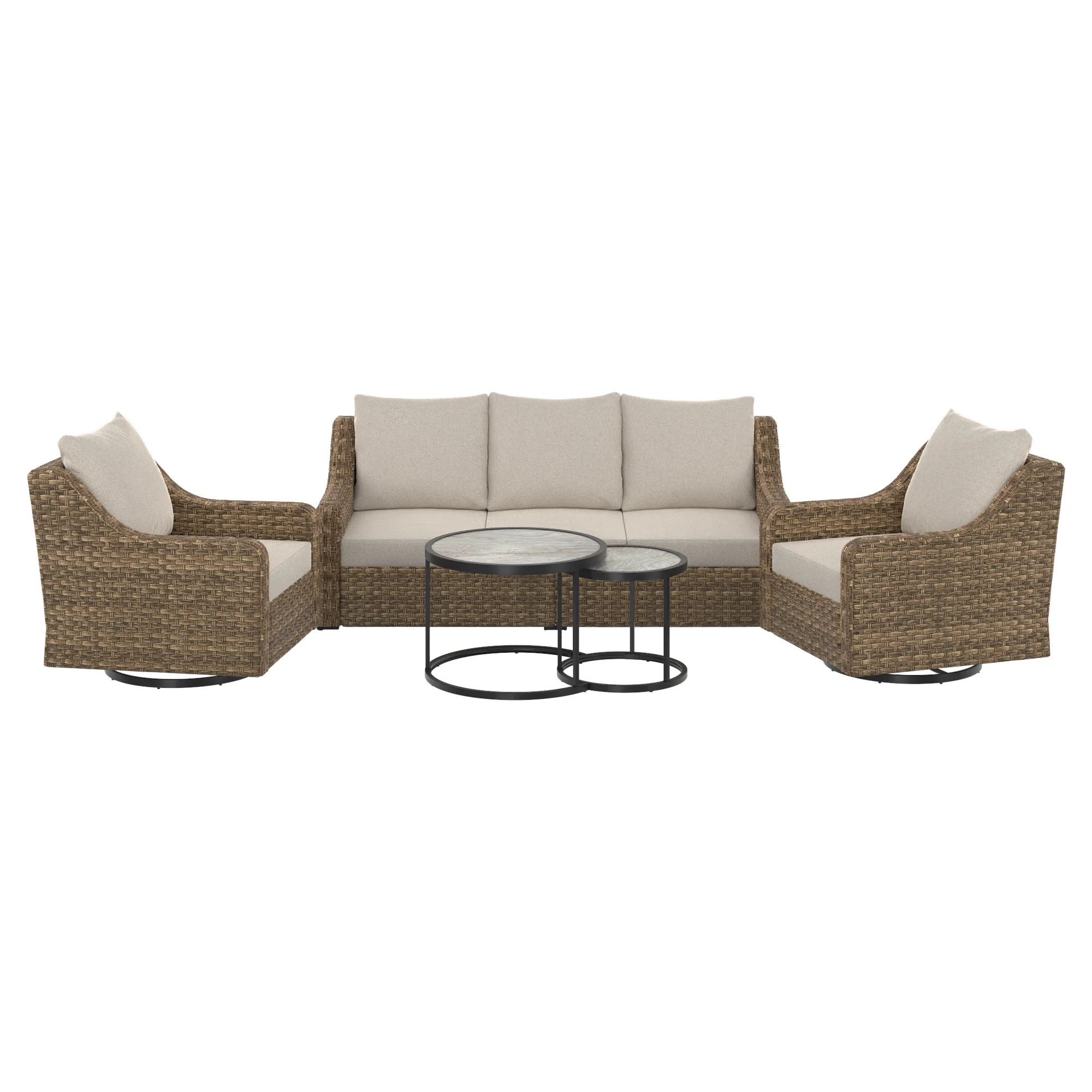 Better Homes & Gardens River Oaks 5-Piece Steel Outdoor Patio Set with Patio Covers, Natural | Walmart (CA)