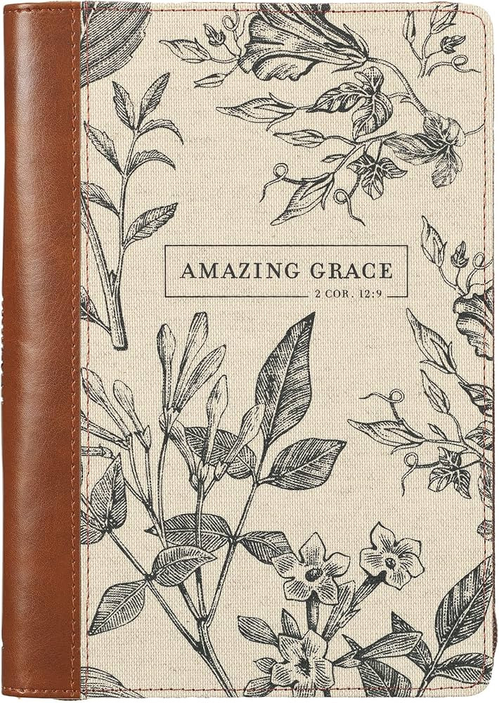 Christian Art Gifts Scripture Journal Brown/Cream Floral Printed Amazing Grace 2 Cor. 12:9 Bible ... | Amazon (US)