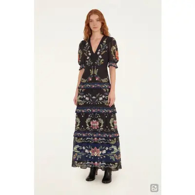 FARM Rio Natalia Floral Tiered Maxi Dress in Off-White at Nordstrom, Size Medium | Nordstrom