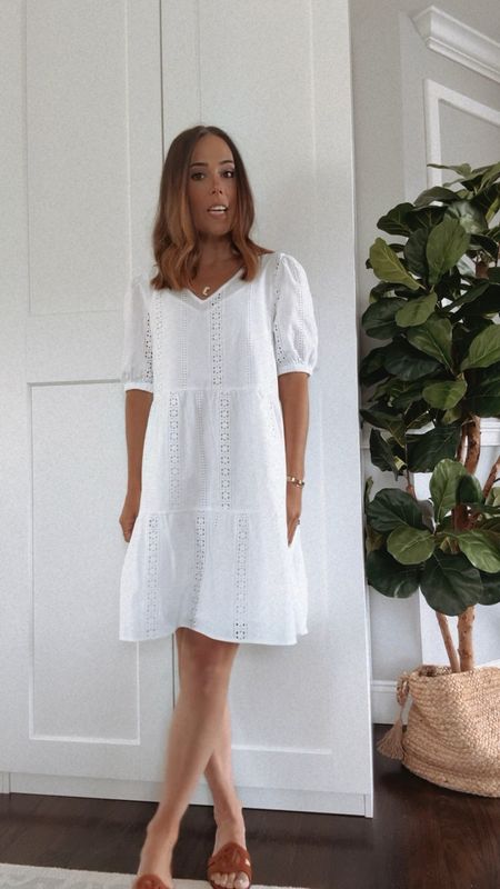 Loving whjte eyelet dresses for summer! This one is fully lined and under $30. So gorgeous! Wearing xs 

#LTKStyleTip #LTKFindsUnder50 #LTKSeasonal