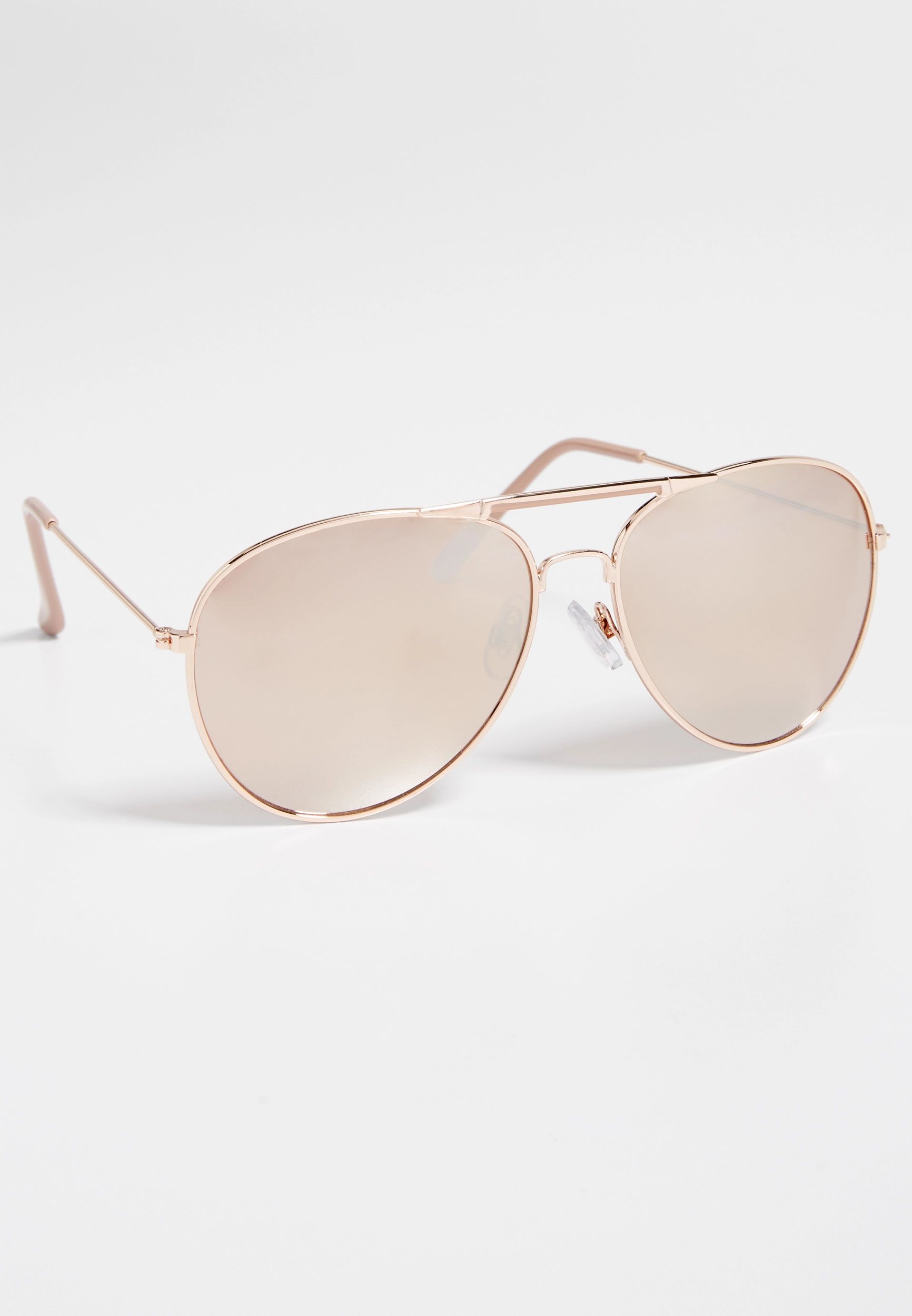 mirrored aviator sunglasses in rose goldtone | Maurices