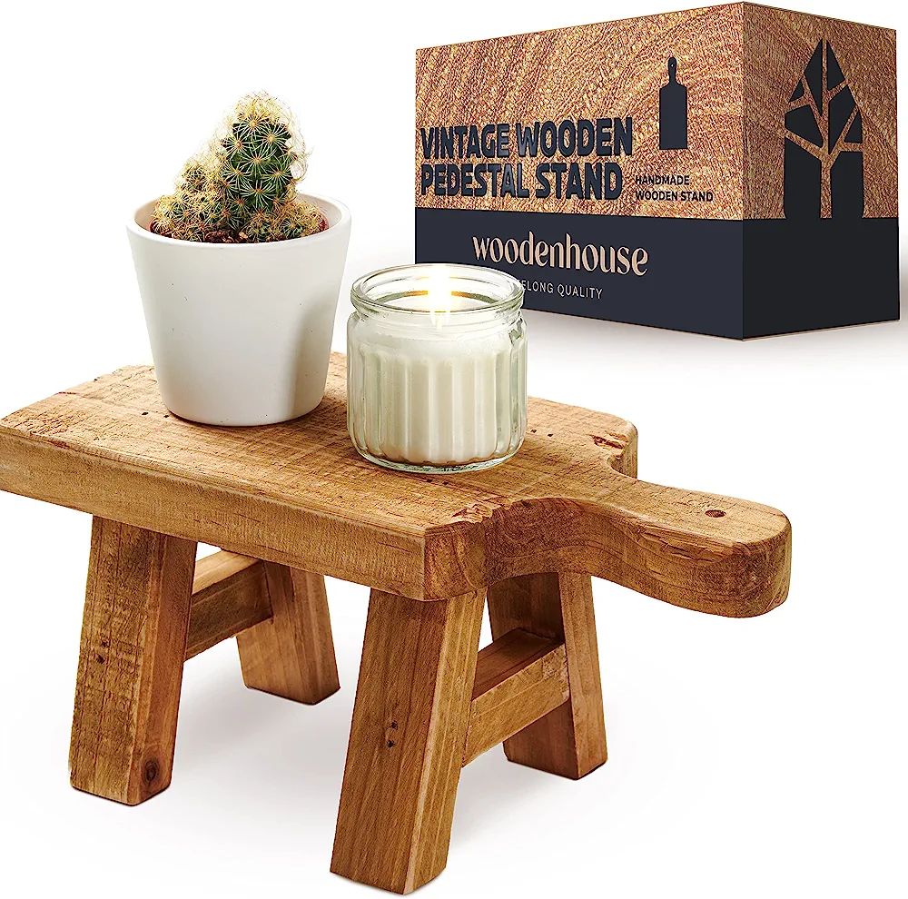 Wood Pedestal Stand, Wood Risers for Decor - Rustic Wooden Riser for Kitchen - Candle Pedestal & ... | Amazon (US)