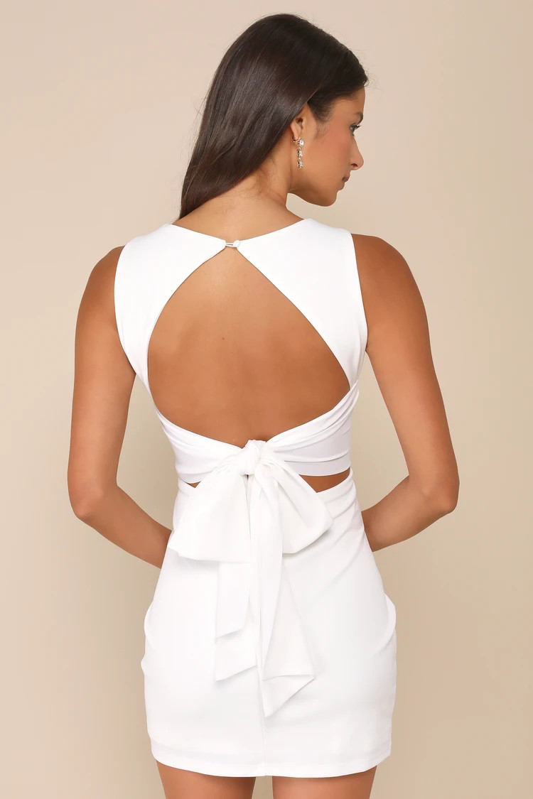 Confident Cutie White Tie Back Sleeveless Mini Dress | Lulus