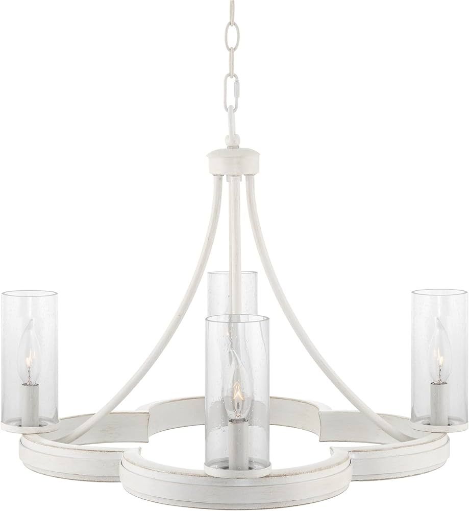 Kira Home Delphine 23" 4-Light French Country Chandelier + Seeded Glass Shades, Lightly Distresse... | Amazon (US)