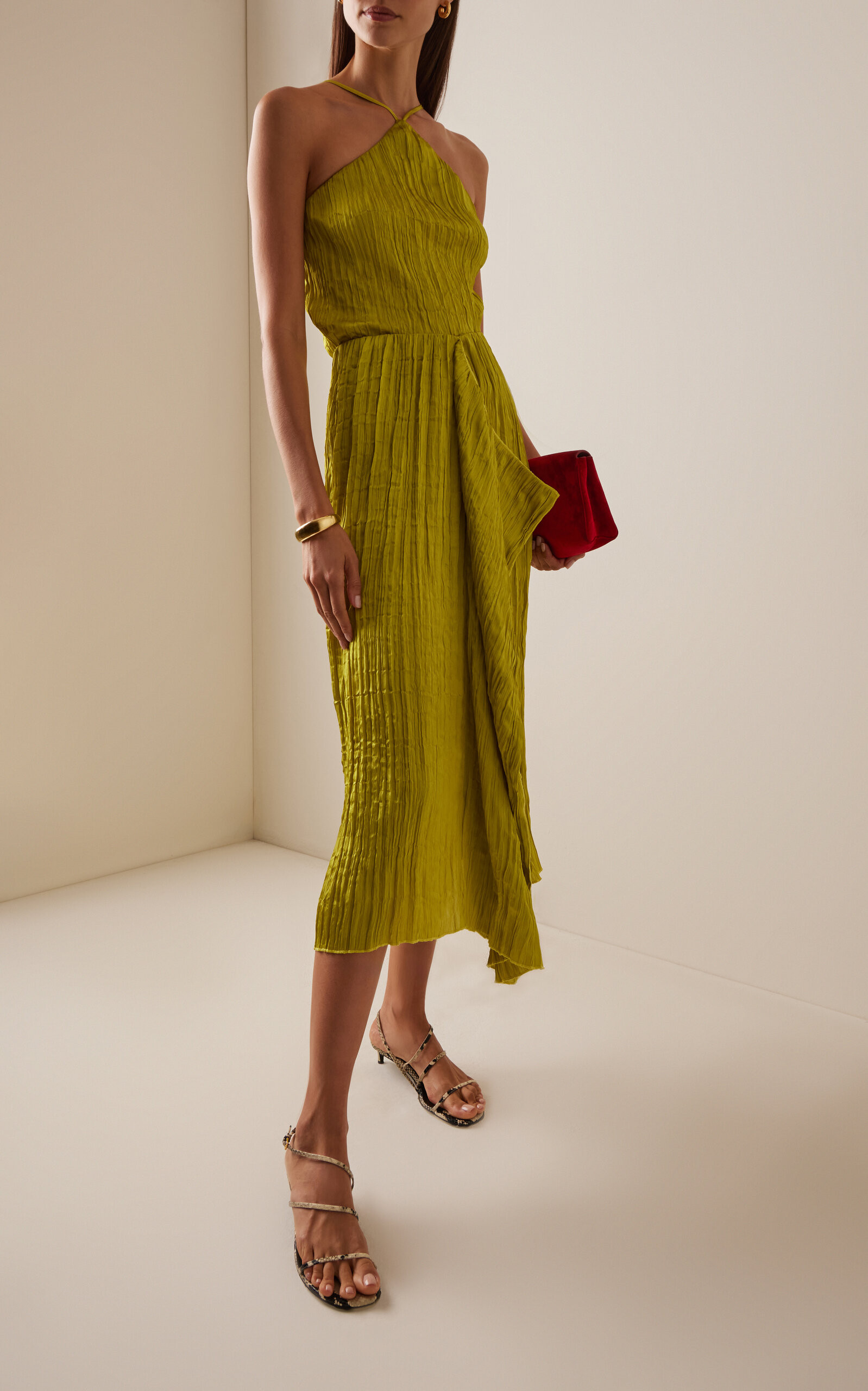 Mai Crinkled-Satin Midi Skirt | Moda Operandi (Global)