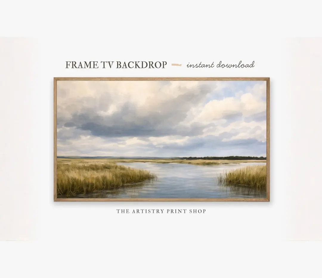 Coastal Marsh Landscape Frame TV Art, Serene Wetland, Calm Nature Horizon (4K Digital Download) | Etsy (US)