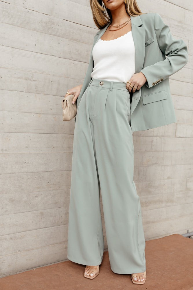 Romaine Wide Leg Pants in Sage | Böhme US
