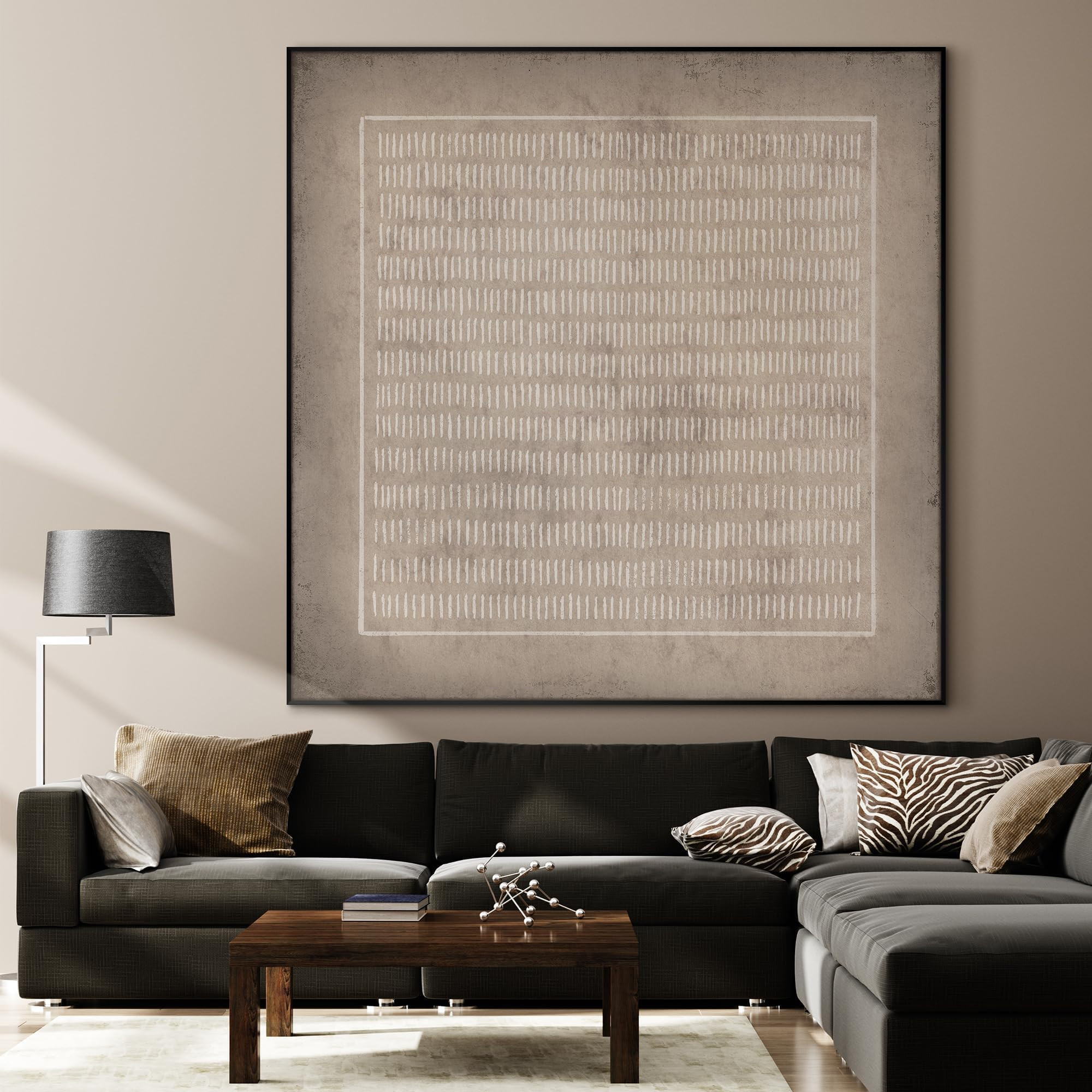 46"x46" XL Framed Wall Art Abstract Rustic Geometric Line Patter (Frame Assembly Required) | Amazon (US)