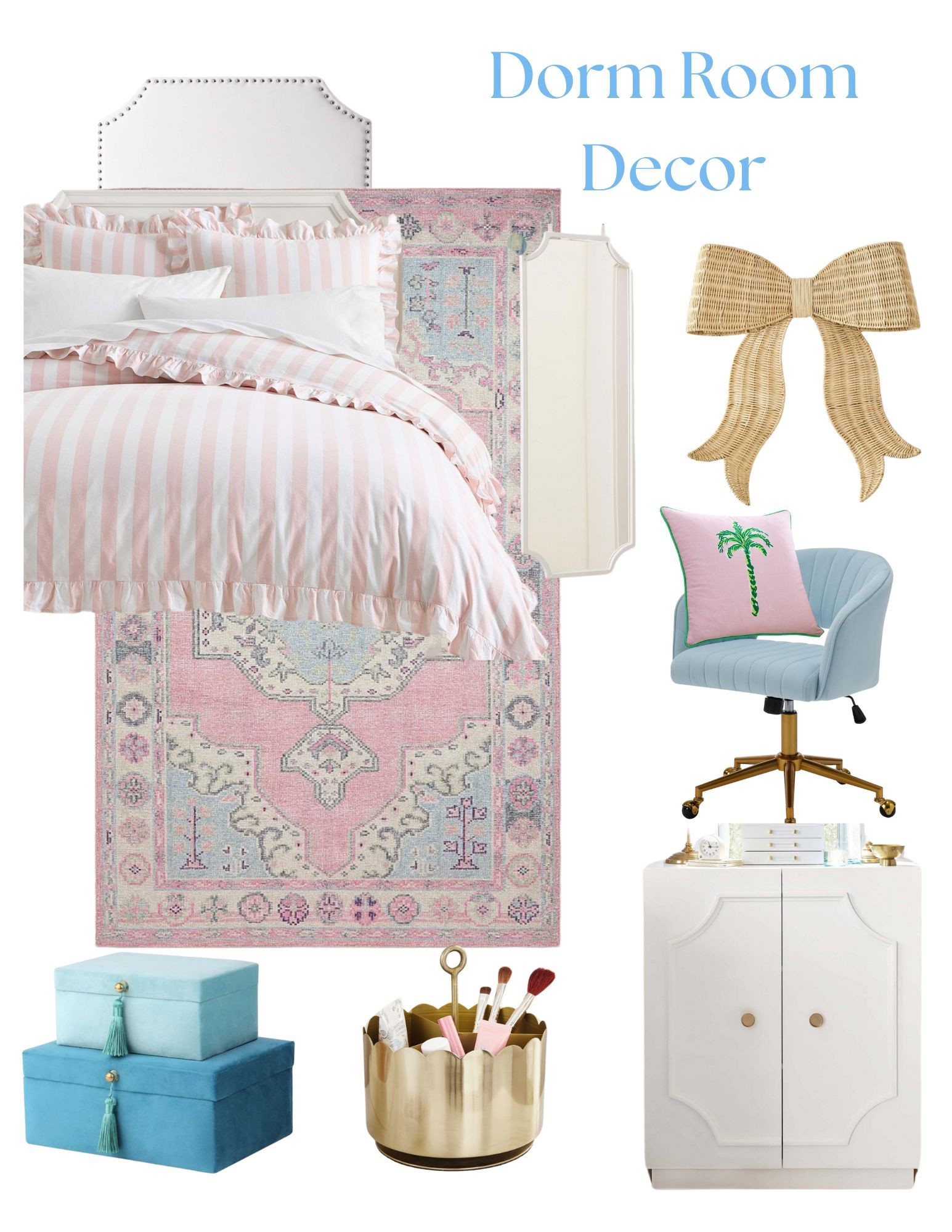 Coastal chic dorm room inspo! 🎀 #dormroom #dorm #dorminspo #girlyroom 

#LTKHome