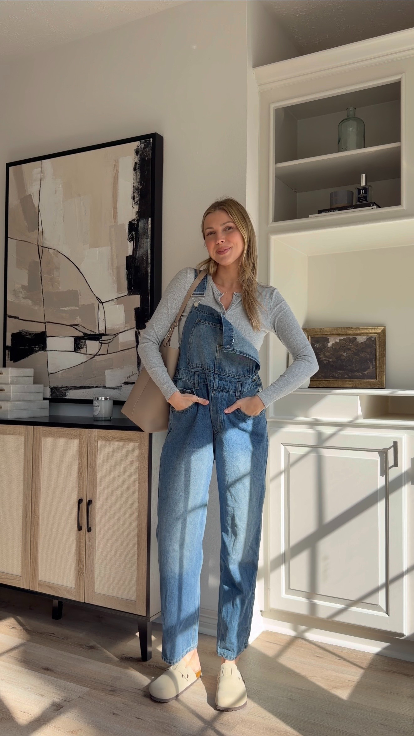 Cutest casual outfit! Wearing M in overalls + S in button long sleeve. 

 #LTKFindsUnder50 #LTKFindsUnder100