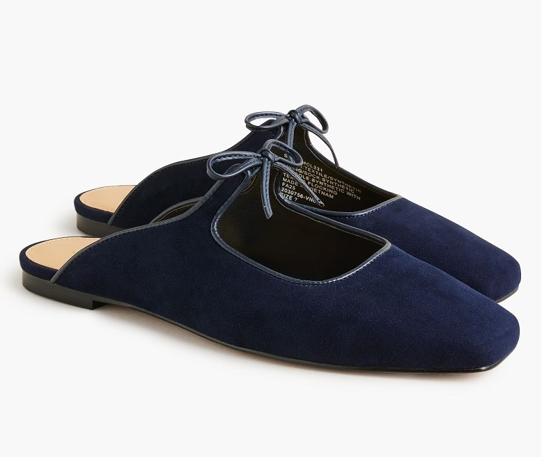 Navy blue suede bow detail mules

#LTKSeasonal