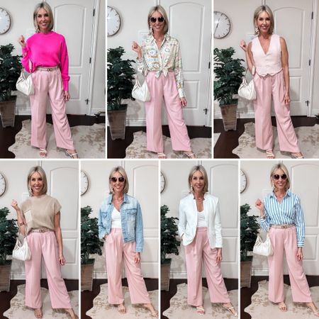 Pink outfits including the pink trousers styled in every example. I’m wearing a medium. I have these pants in 3 colors! Pink vest runs small, size up. I’m wearing a medium. 

Spring outfit, summer outfit, pink pants, pink outfit, Amazon fashion, affordable fashion, trousers, over 40, over 50

#LTKSeasonal #LTKstyletip #LTKover40