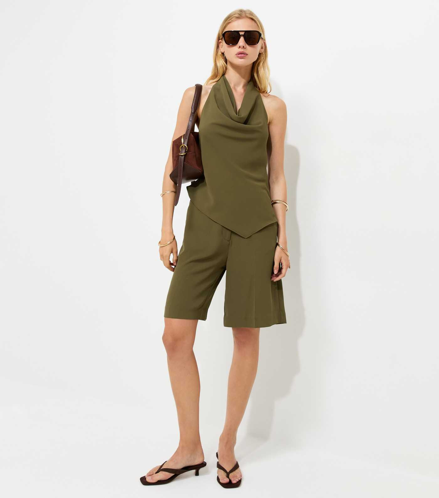 Dark Khaki Tailored Jorts | New Look | New Look (UK)