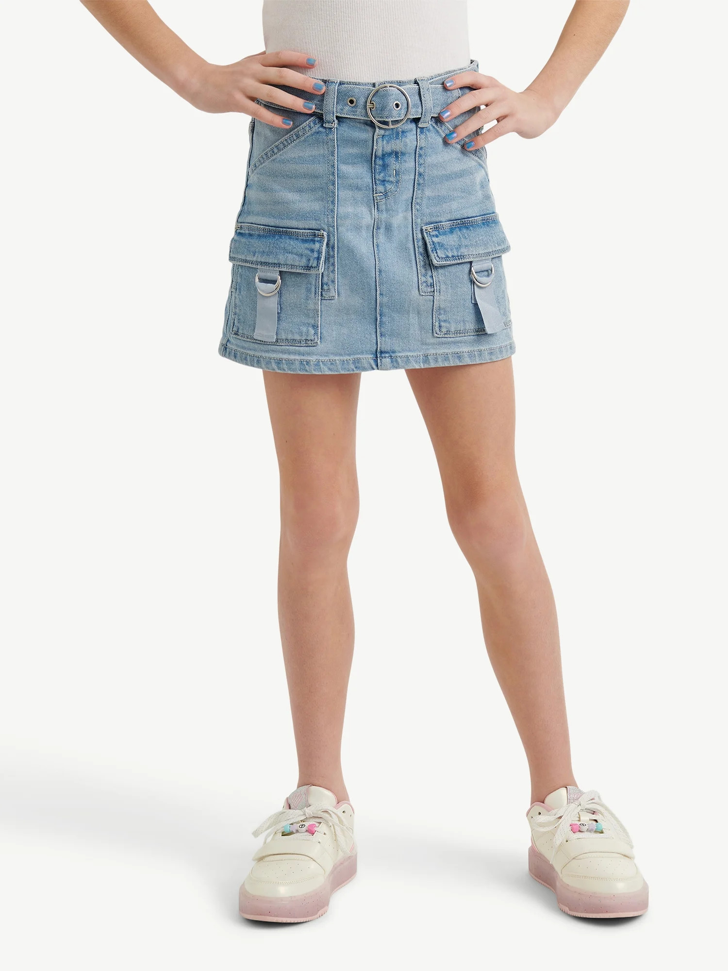 Justice Girls Denim Cargo Skirt, Sizes 6-18, Slim & Plus | Walmart (US)