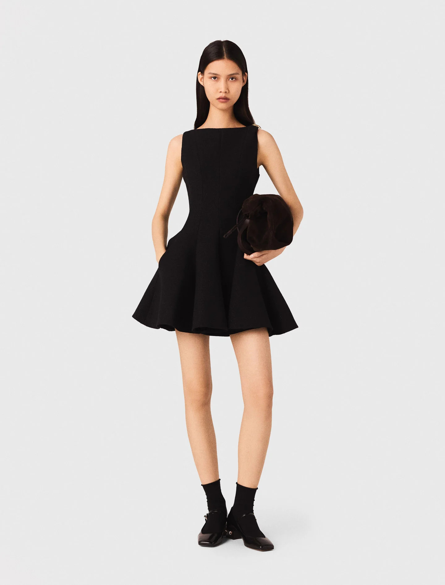 Short flared tweed dress Black / Gray for Women | Maje | Maje EU