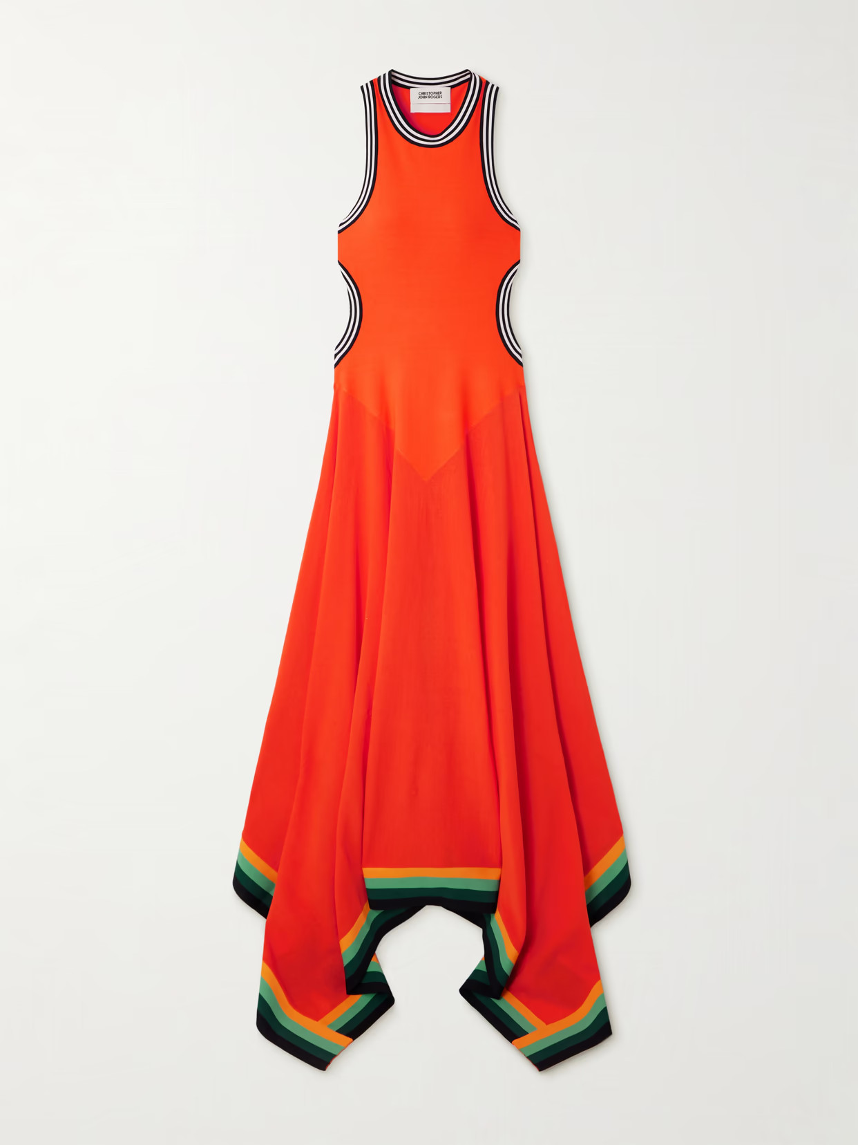 Christopher John Rogers - Cutout Striped Cotton-blend Gown - Orange | NET-A-PORTER (US)