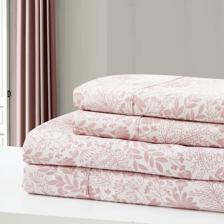 Caruso 1800 Thread Count Floral Microfiber Sheet Set | Wayfair North America