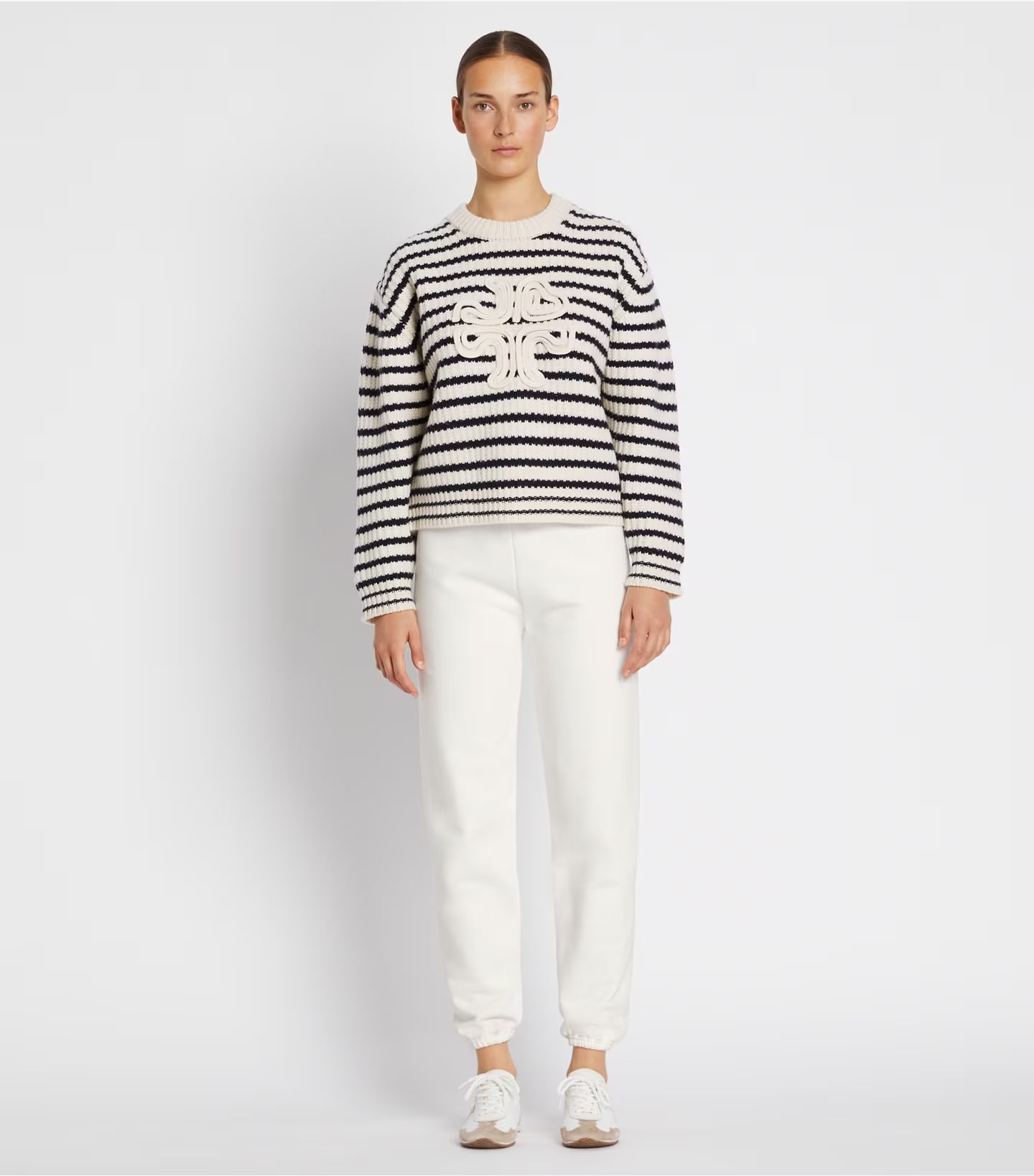 MERINO STRIPED LOGO SWEATER | Tory Burch (US)