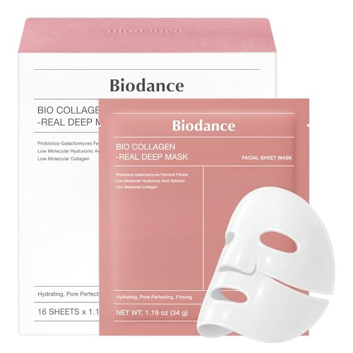BIODANCE Bio-Collagen Real Deep Mask, Hydrating Overnight Hydrogel Mask, Pore Minimizing, Plumping, Elasticity Improvement, Korean Skincare, Stocking Stuffers for Teen Girls | 1.19oz(34g) x 16ea | Amazon (US)