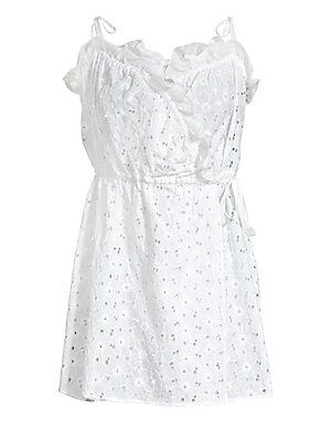 Kisuii Women's Selinie Eyelet Wrap Dress - White - Size XS | Saks Fifth Avenue
