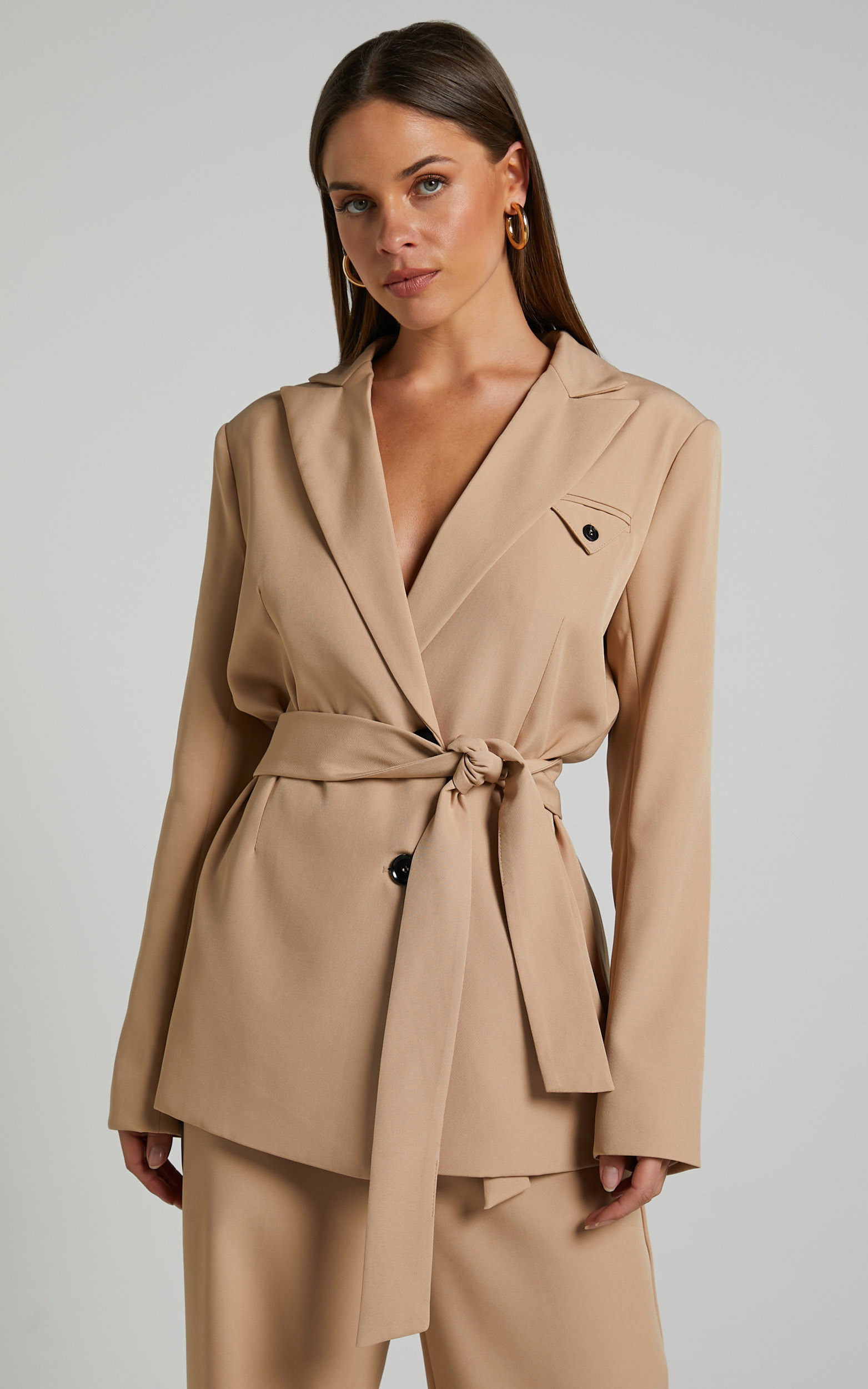 4th & Reckless - Jessica Belted Blazer in Camel | Showpo (ANZ)