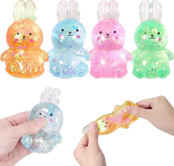 Easter Basket Stuffers,Easter Basket Essentials,4pcs Big Squishy Easter Bunny Stress Balls for Ad... | Amazon (US)