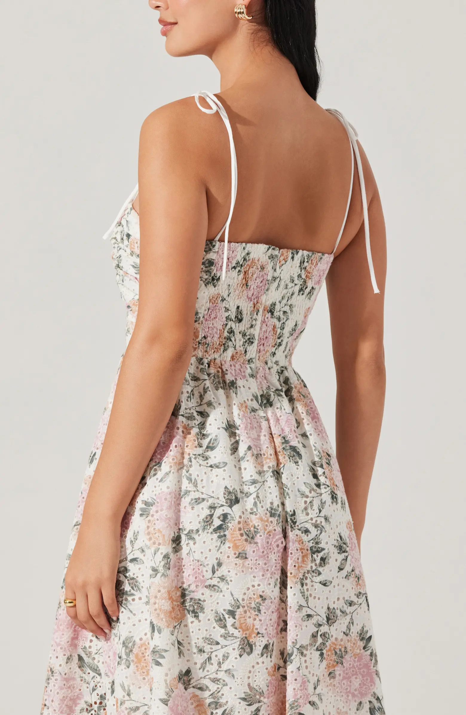 ASTR the Label Sariah Eyelet Embroidery Floral Print A-Line Dress | Nordstrom | Nordstrom