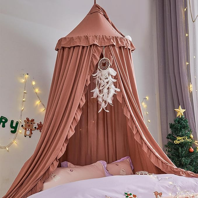 VETHIN Bed Canopy for Girls,Princess Round Dome Dreamy Mosquito Net Bedding Girls Room Castle Pla... | Amazon (US)
