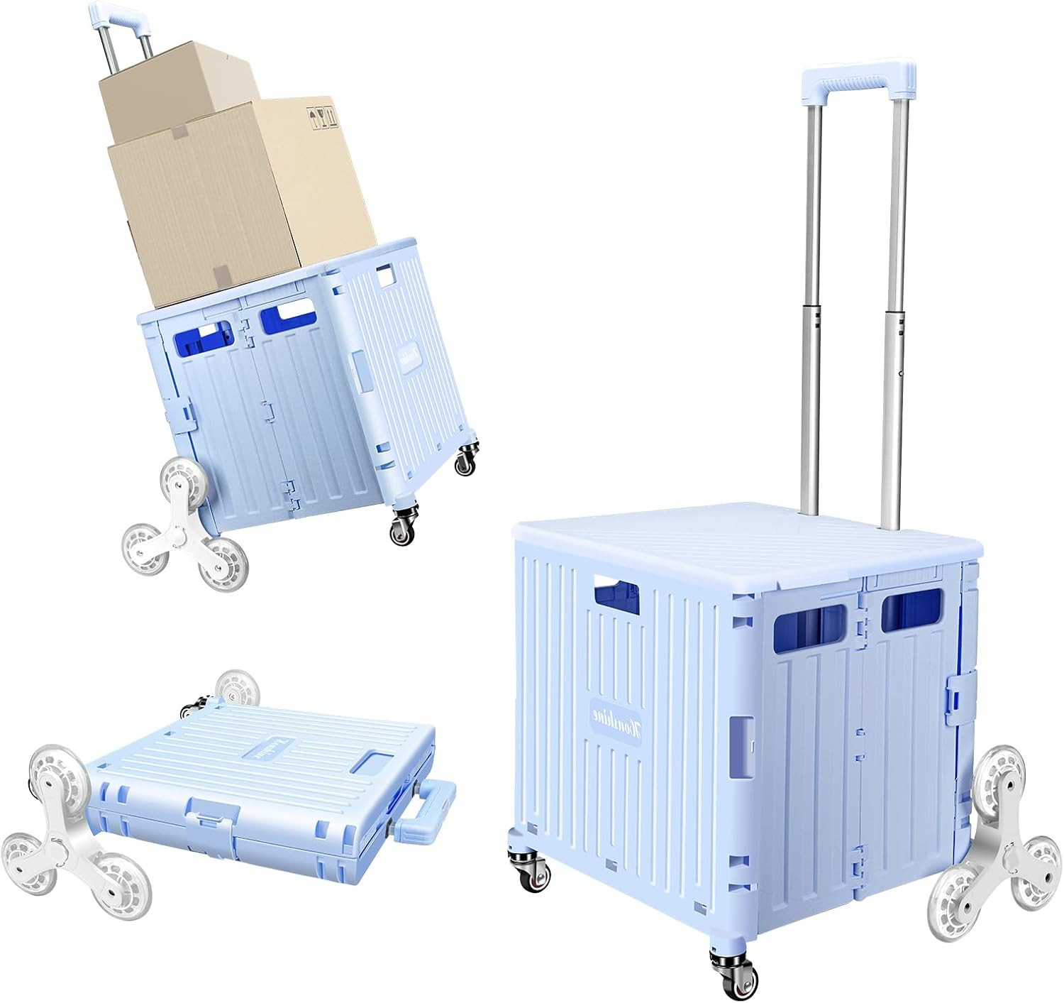 Honshine Foldable Cart with Stair Climbing Wheels, Collapsible Rolling Crate with Telescoping Han... | Amazon (US)