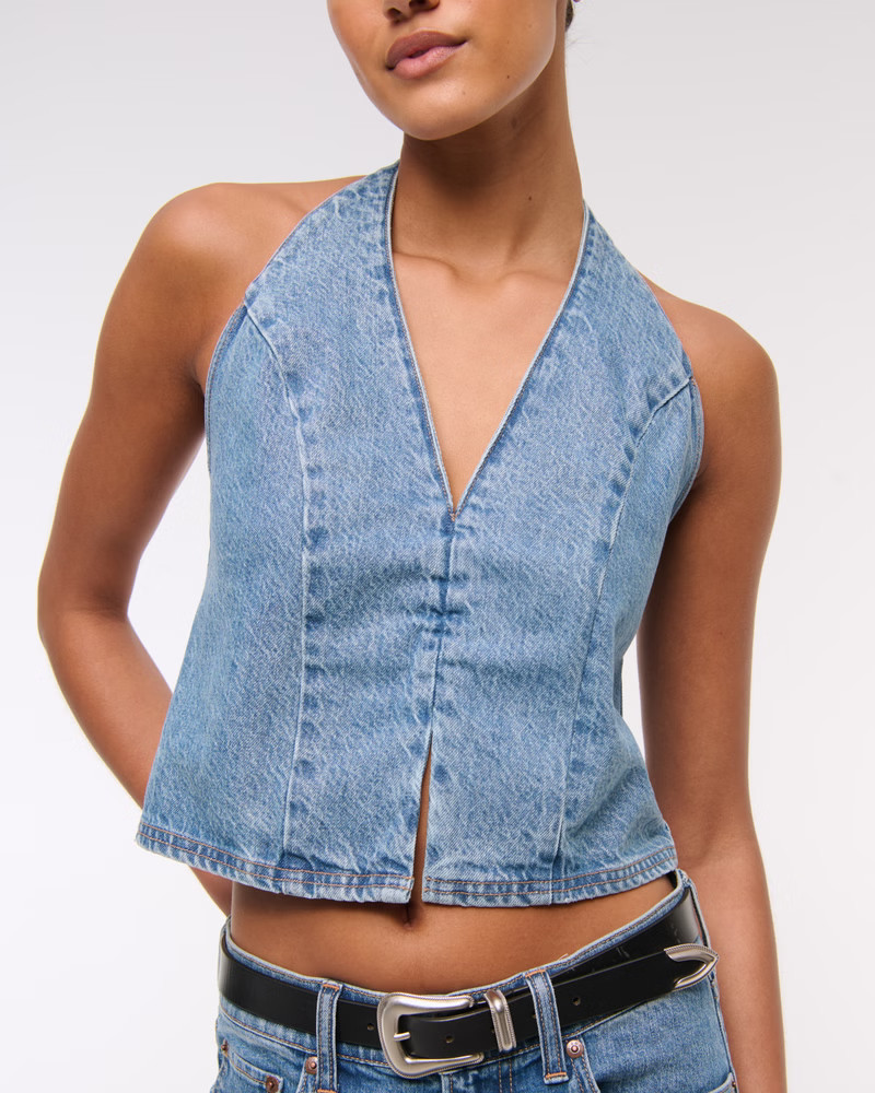 Denim Halter Vest | Abercrombie & Fitch (US)