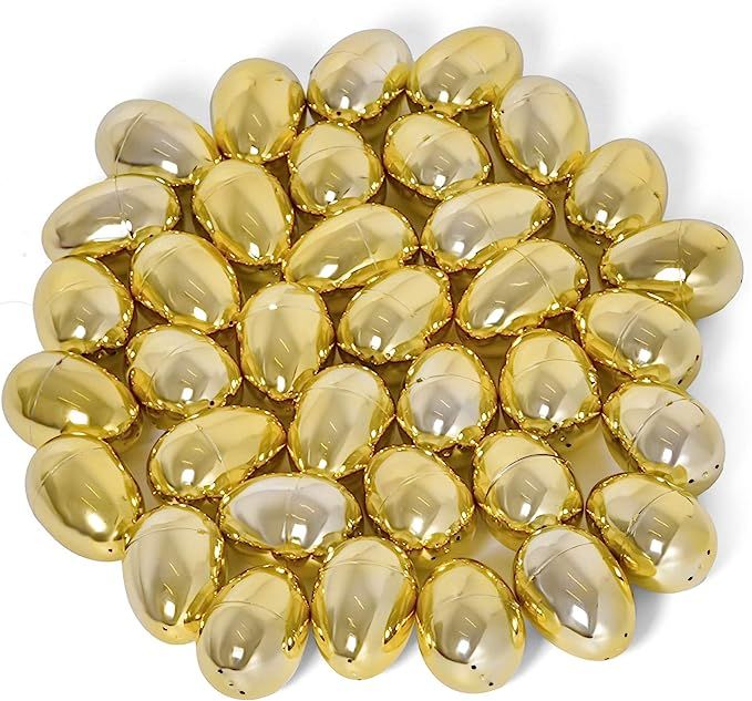 36 PCs Gold Metallic Easter Eggs, 3.1 Inch Easter Party Favor Set, Easter Basket Stuffers | Amazon (US)