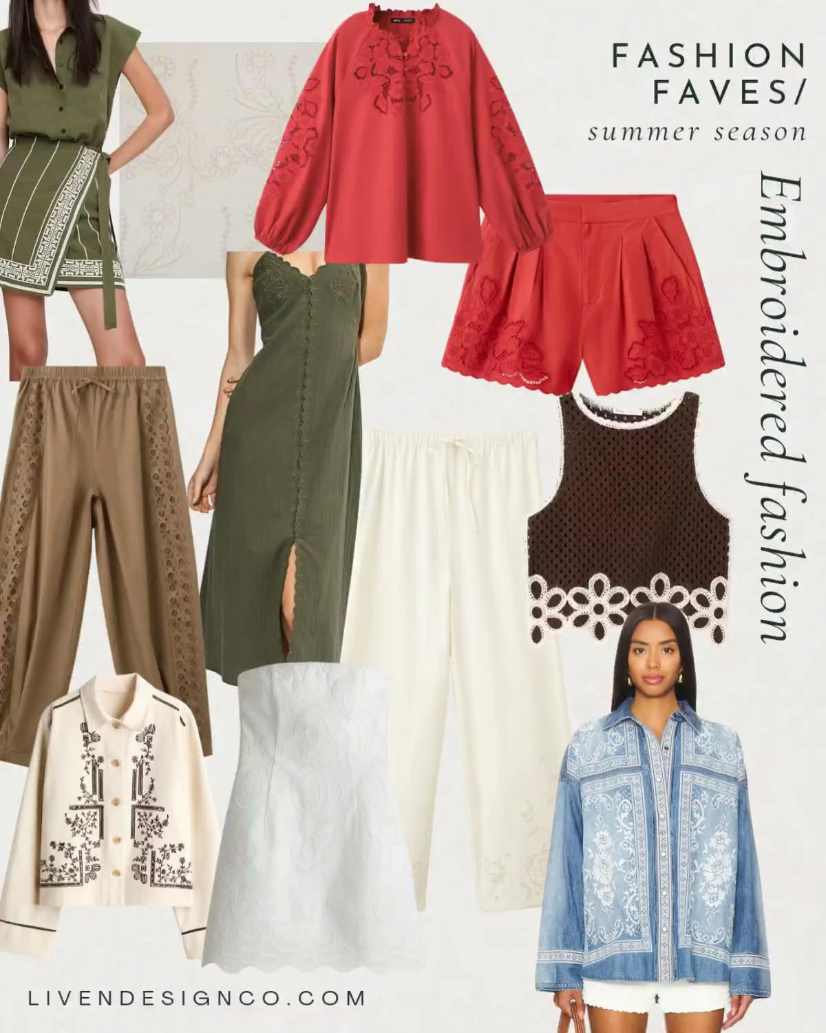 Embroidered fashion. Summer style. Embroidered pants. Embroidered shorts. Mango. H&M. Gap. Barrel pants. Embroidered dress. Eyelet 

#LTKSeasonal #LTKSaleAlert