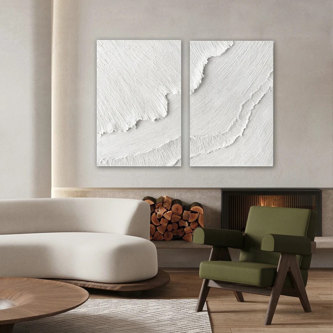 Original Minimalist Painting Party 3D Wave Painting on Canvas White Texture Wall Art Wabi-Sabi Wa... | Etsy (CAD)