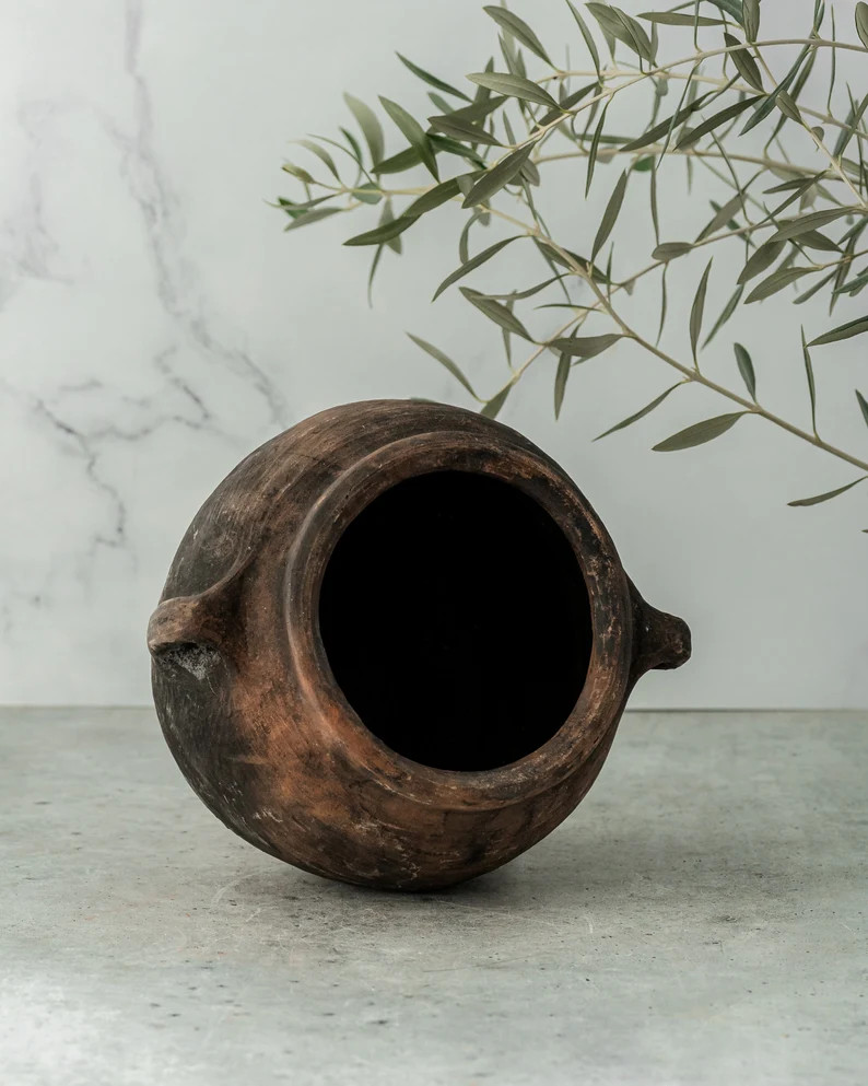 Antique Turkish Pottery Vintage Black Pot Turkish Yoghurt Vessel free Shipping - Etsy | Etsy (US)